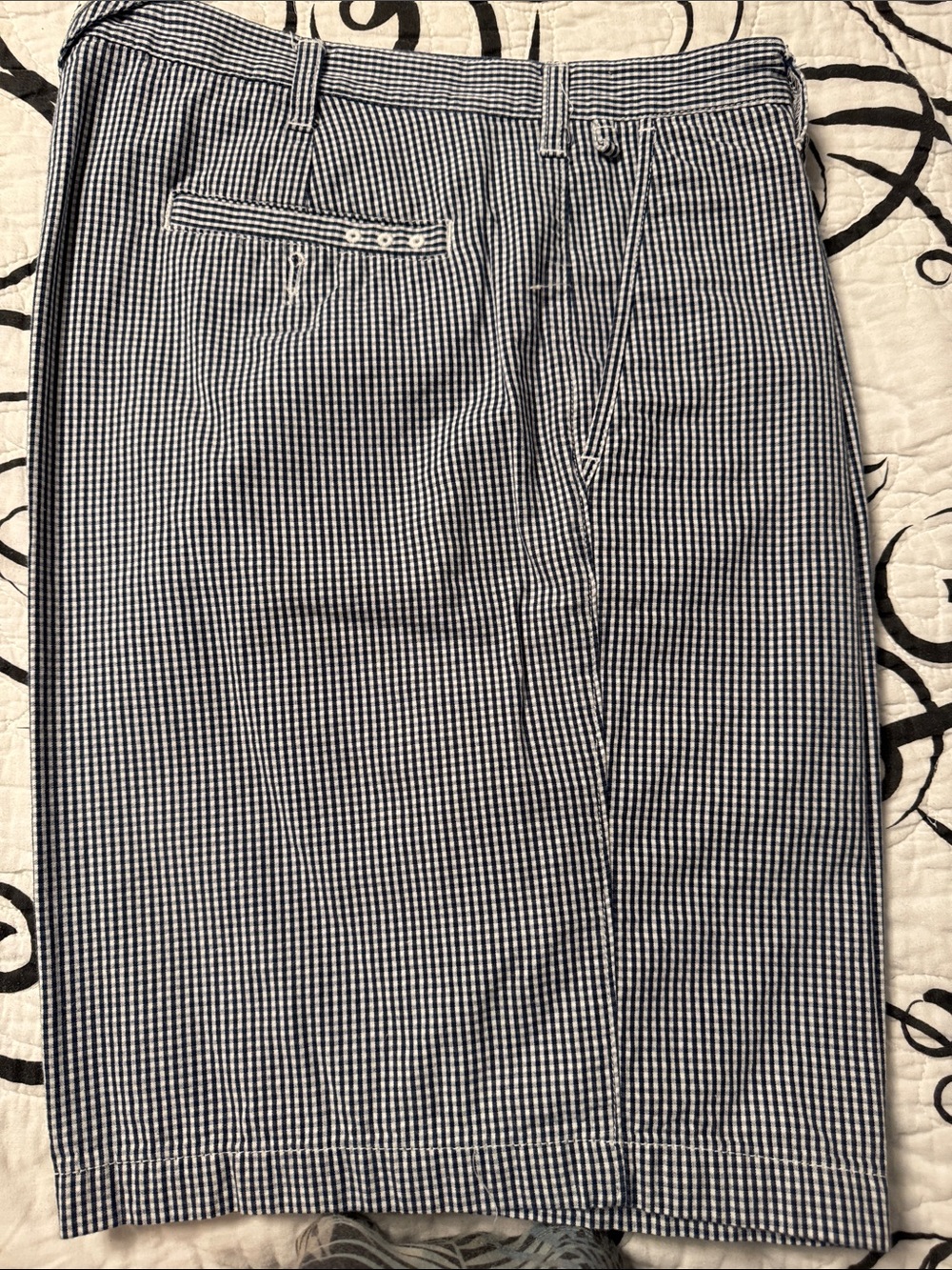 Men's Blue Gingham Flat Front Shorts